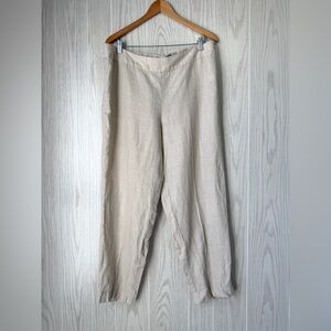 Eileen Fisher Organic Linen Pull On Ankle Pants Neutral Tan Size L